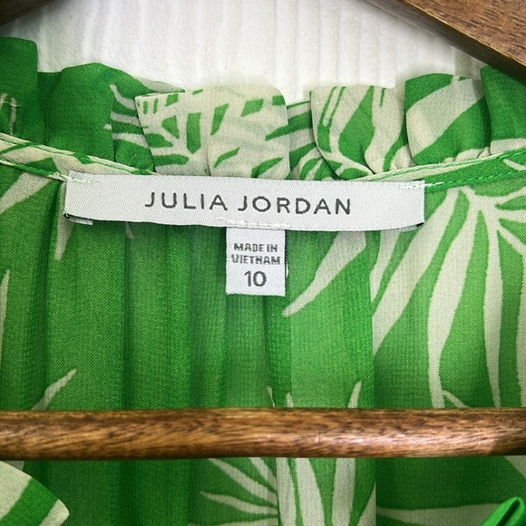 Julia Jordan - Bold Green Palm Leaf Pattern Sleeveless Tiered Maxi Dress SZ 10 - Picture 8 of 10